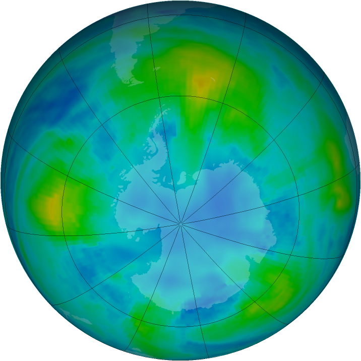 Antarctic ozone map for 26 April 1988